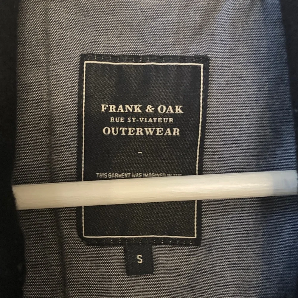 Frank & Oak The Comfort Double Breasted Wool Topcoat Blazer in navy Small